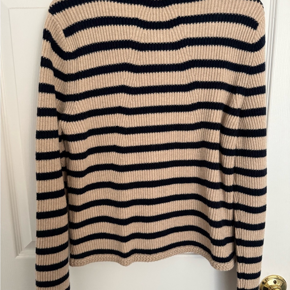 rag & bone Striped Beige and Black Knit Cardigan with Gold Buttons - Picture 6 of 7